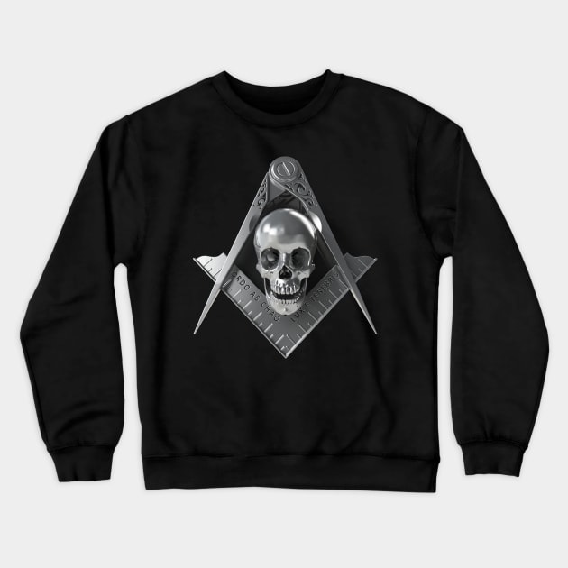 Silver Skull Square & Compass Masonic Freemason Crewneck Sweatshirt by Master Mason Made